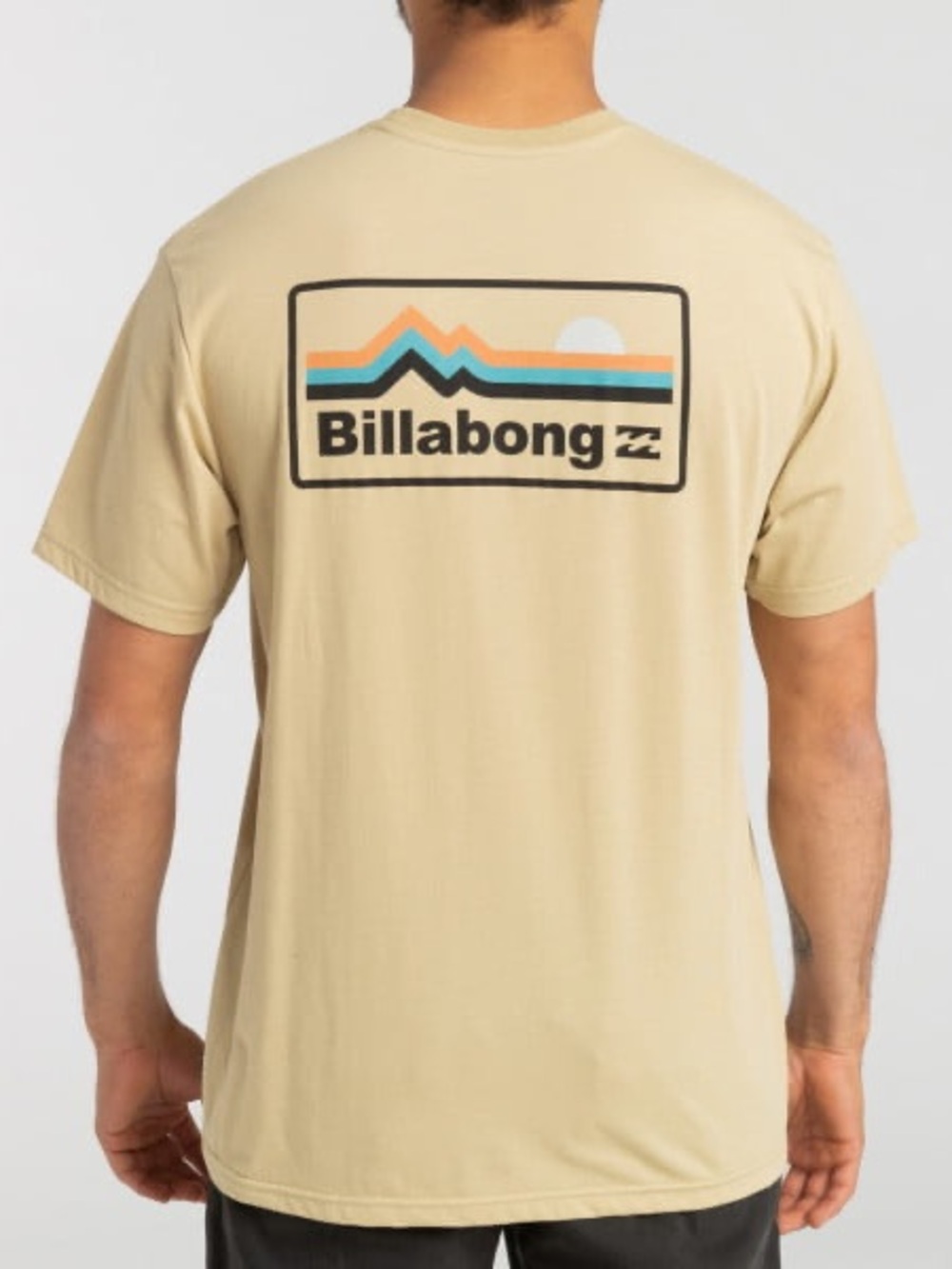 Billabong Beige Short-Sleeve Tee with Retro Mountain Graphic